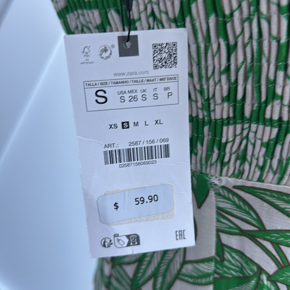 NWT ZARA strapless green floral slit maxi dress - Picture 4 of 6